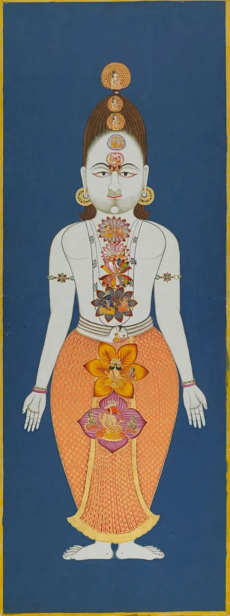 Chakras of the Subtle Body, folio fra Nāth Charit. Tilskrevet Bulaki, Jodhpur, 1823. Mehrangarh Museum Trust. Offentligt domæne